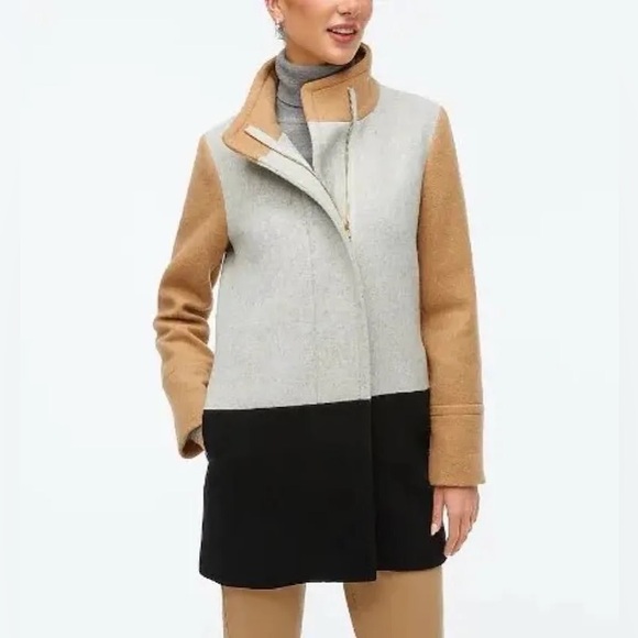 J. Crew Elegant Wool Blend Colorblock Ciry Coat, 12 P - Picture 1 of 15